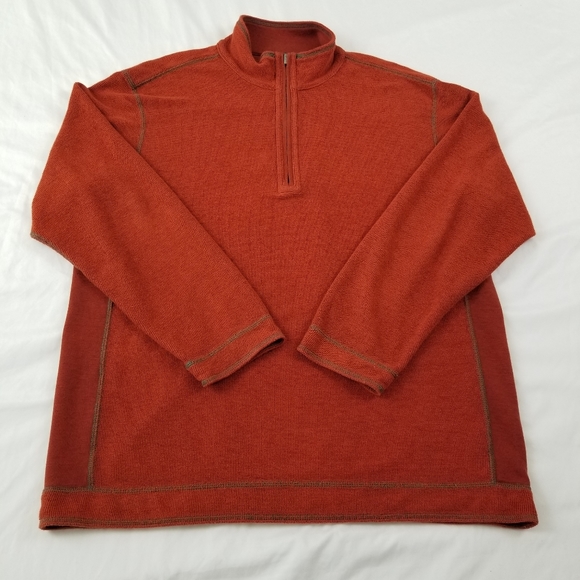 Tommy Bahama Men Reversible Sweater Half-zip Pullover Casual Sweater Orange XL - Picture 7 of 10